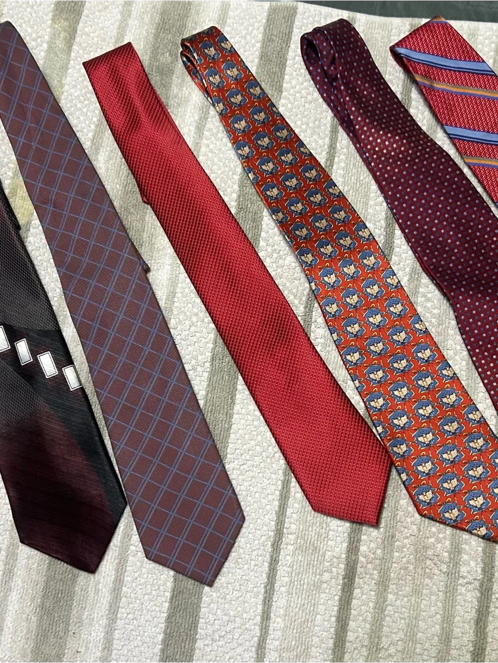 Lot of Seven Ties - Red & Burgundy